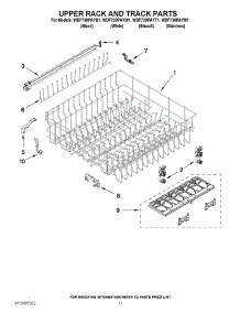 09 - Upper Rack And Track Parts parts for Whirlpool Dishwasher WDF730PAYB1 / from AppliancePartsPros.com