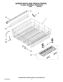 09 - Upper Rack And Track Parts parts for Whirlpool Dishwasher 7WDT770PAYW1 / from AppliancePartsPros.com