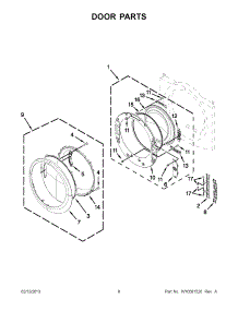 04 - Door Parts parts for Whirlpool Dryer WEL98HEBU0 / from AppliancePartsPros.com