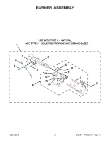 04 - Burner Assembly parts for Whirlpool Dryer WGD8600YW3 / from AppliancePartsPros.com