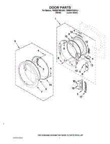 04 - Door Parts parts for Whirlpool Dryer YWED97HEXW4 / from AppliancePartsPros.com