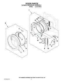 04 - Door Parts parts for Whirlpool Dryer WED95HEXL2 / from AppliancePartsPros.com