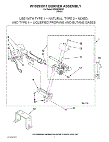 04 - W10293911 Burner Assembly parts for Whirlpool Dryer WGD9610XW1 / from AppliancePartsPros.com