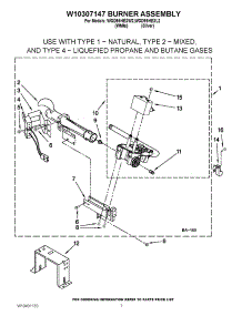 04 - W10307147 Burner Assembly parts for Whirlpool Dryer WGD95HEXL2 / from AppliancePartsPros.com