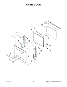 03 - Oven Door parts for Kitchenaid Oven KEMS309BWH00 / from AppliancePartsPros.com