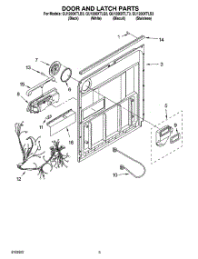 03 - Door And Latch Parts parts for Whirlpool Dishwasher GU1200XTLS3 / from AppliancePartsPros.com
