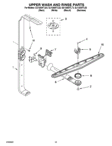 10 - Upper Wash And Rinse Parts parts for Whirlpool Dishwasher GU1200XTLS3 / from AppliancePartsPros.com