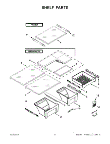 03 - Shelf Parts parts for Whirlpool Refrigerator 5VWT59SFYW00 / from AppliancePartsPros.com