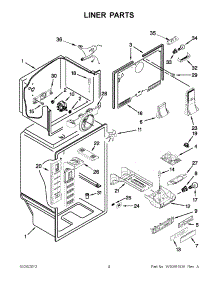 02 - Liner Parts parts for Whirlpool Refrigerator 5VWT51SFYW00 / from AppliancePartsPros.com