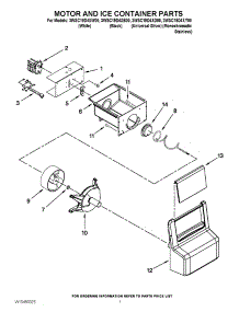 05 - Motor And Ice Container Parts parts for Whirlpool Refrigerator 3WSC19D4XD00 / from AppliancePartsPros.com