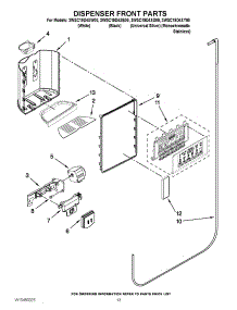 08 - Dispenser Front Parts parts for Whirlpool Refrigerator 3WSC19D4XW00 / from AppliancePartsPros.com