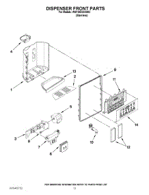 08 - Dispenser Front Parts parts for Whirlpool Refrigerator WSF26D2EXS02 / from AppliancePartsPros.com
