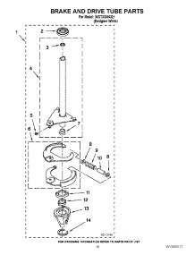 12 - Brake And Drive Tube Parts parts for Whirlpool Washer Dryer Combo WGT3300XQ1 / from AppliancePartsPros.com