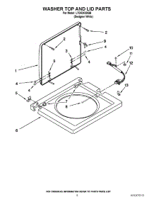 06 - Washer Top And Lid Parts parts for Whirlpool Washer Dryer Combo LTG5243DQB / from AppliancePartsPros.com