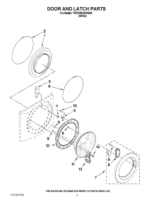 02 - Door And Latch Parts parts for Whirlpool Washer YWFW9050XW00 / from AppliancePartsPros.com