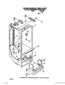 03 - Refrigerator Liner parts for Whirlpool Refrigerator 4ED25PWXWN01 from AppliancePartsPros.com