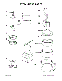 02 - Attachment Parts parts for Whirlpool Food Processor 5KFP1333ECU0 / from AppliancePartsPros.com