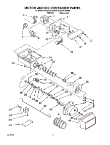 05 - Motor And Ice Container parts for Whirlpool Refrigerator 8ED27DQXAW00 / from AppliancePartsPros.com