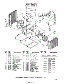 02 - Section parts for Whirlpool Air Conditioner AHFS8021 / from AppliancePartsPros.com