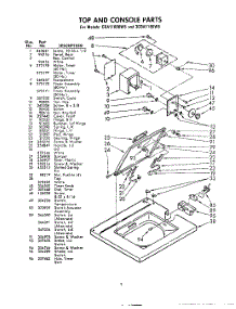 03 - Top And Console parts for Whirlpool Washer 3CDA1100W5 / from AppliancePartsPros.com