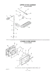 07 - Upper Oven Burner / Lower Oven Door parts for Whirlpool Range H6358L0 / from AppliancePartsPros.com