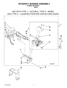04 - W10293911 Burner Assembly parts for Whirlpool Dryer IGD7300WW1 / from AppliancePartsPros.com