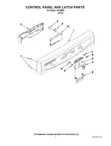 02 - Control Panel And Latch Parts parts for Whirlpool Dishwasher IWU98663 / from AppliancePartsPros.com