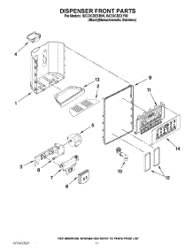 08 - Dispenser Front Parts parts for Whirlpool Refrigerator ISC23CDEXB00 / from AppliancePartsPros.com