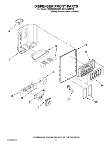 08 - Dispenser Front Parts parts for Whirlpool Refrigerator ISC23CNEXW00 / from AppliancePartsPros.com