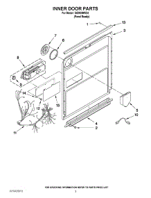 03 - Inner Door Parts parts for Whirlpool Dishwasher IUD9500WX4 / from AppliancePartsPros.com