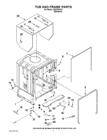 05 - Tub And Frame Parts parts for Whirlpool Dishwasher IUD9750WS3 / from AppliancePartsPros.com