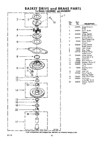 10 - Basket Drive And Brake parts for Whirlpool Washer LHA3805W1 / from AppliancePartsPros.com