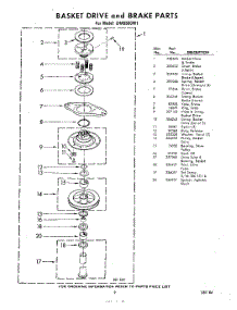 09 - Basket Drive And Brake parts for Whirlpool Washer LHA5500W1 / from AppliancePartsPros.com