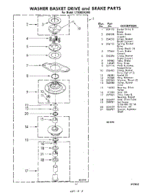 17 - Washer Basket Drive And Brakes parts for Whirlpool Washer Dryer Combo LT5000XLW0 / from AppliancePartsPros.com