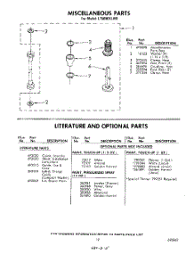 19 - Miscellaneous , Literature And Optional parts for Whirlpool Washer Dryer Combo LT5000XLW0 / from AppliancePartsPros.com