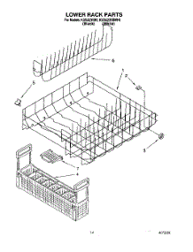 11 - Lower Rack parts for Kitchenaid Dishwasher KUDA23SB0 / from AppliancePartsPros.com