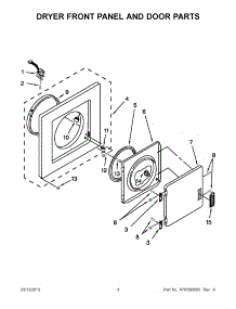 02 - Dryer Front Panel And Door Parts parts for Whirlpool Washer Dryer Combo LTE5243DQB / from AppliancePartsPros.com
