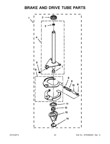 12 - Brake And Drive Tube Parts parts for Whirlpool Washer Dryer Combo LTE5243DQB / from AppliancePartsPros.com