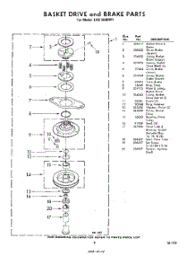 09 - Basket Drive And Brake parts for Whirlpool Washer LHB5500W1 / from AppliancePartsPros.com