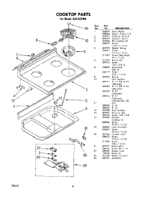 08 - Cooktop parts for Whirlpool Range RJE363PN0 / from AppliancePartsPros.com
