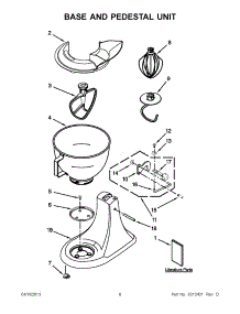 04 - Base And Pedestal Unit parts for Kitchenaid Mixer KSM100PSTCB0 / from AppliancePartsPros.com