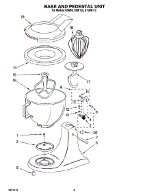 04 - Base And Pedestal Unit parts for Kitchenaid Mixer KSM111 / from AppliancePartsPros.com