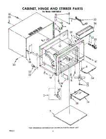04 - Cabinet, Hinge And Stirrer parts for Whirlpool Microwave RJM75000 / from AppliancePartsPros.com