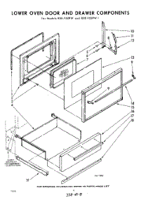 08 - Lower Oven Door And Drawer parts for Whirlpool RDE950PW1 / from AppliancePartsPros.com