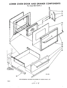 08 - Lower Oven Door And Drawer parts for Whirlpool RDE950PW2 / from AppliancePartsPros.com