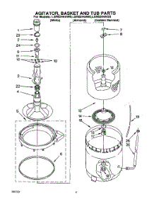 04 - Agitator, Basket And Tub parts for Whirlpool Washer LSR6244AG0 / from AppliancePartsPros.com