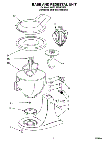 03 - Base And Pedestal, Literature parts for Kitchenaid Mixer KSM75 / from AppliancePartsPros.com