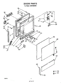 04 - Door parts for Whirlpool Dishwasher SHF3804W0 / from AppliancePartsPros.com