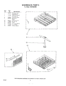 08 - Dish Rack parts for Whirlpool Dishwasher SHF6002W0 / from AppliancePartsPros.com