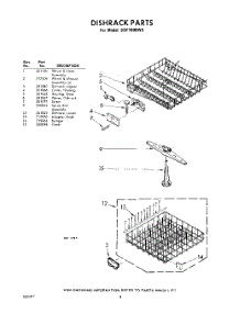 08 - Dishrack parts for Whirlpool SDF7800W3 / from AppliancePartsPros.com